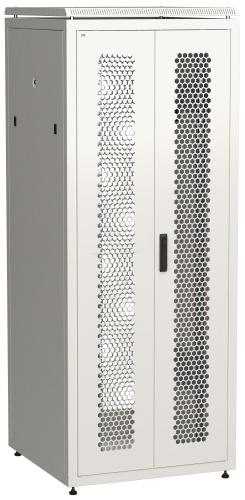 ITK Шкаф сетевой напольный 19" LINEA N 42U 800х800мм двустворчатая перфорированная дверь, задняя перфорированная серый | код LN35-42U88-2PP | IEK